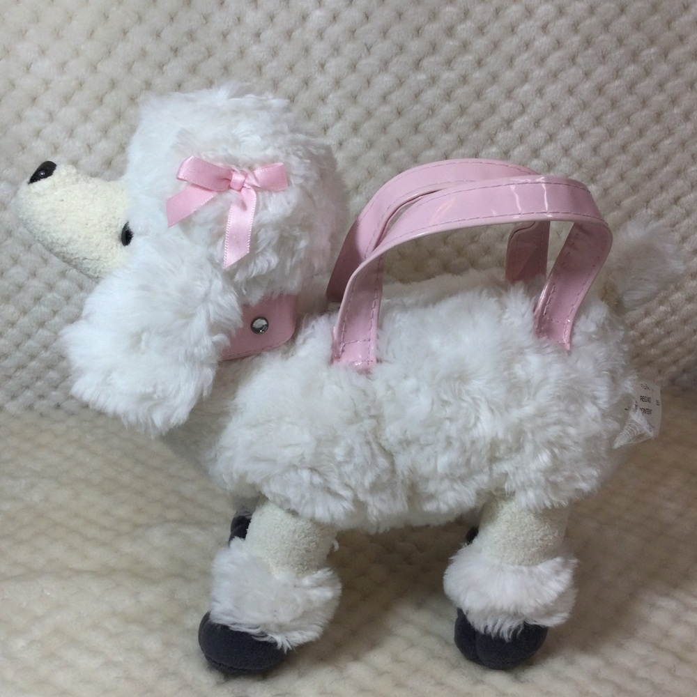 Gymboree Oodles of Poodles Plush Girls Dog Purse Pink Collar Handles and Bow
